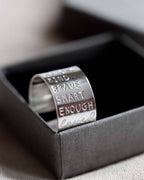 I am brave kind strong enough Sterling Silver adjustable open ring