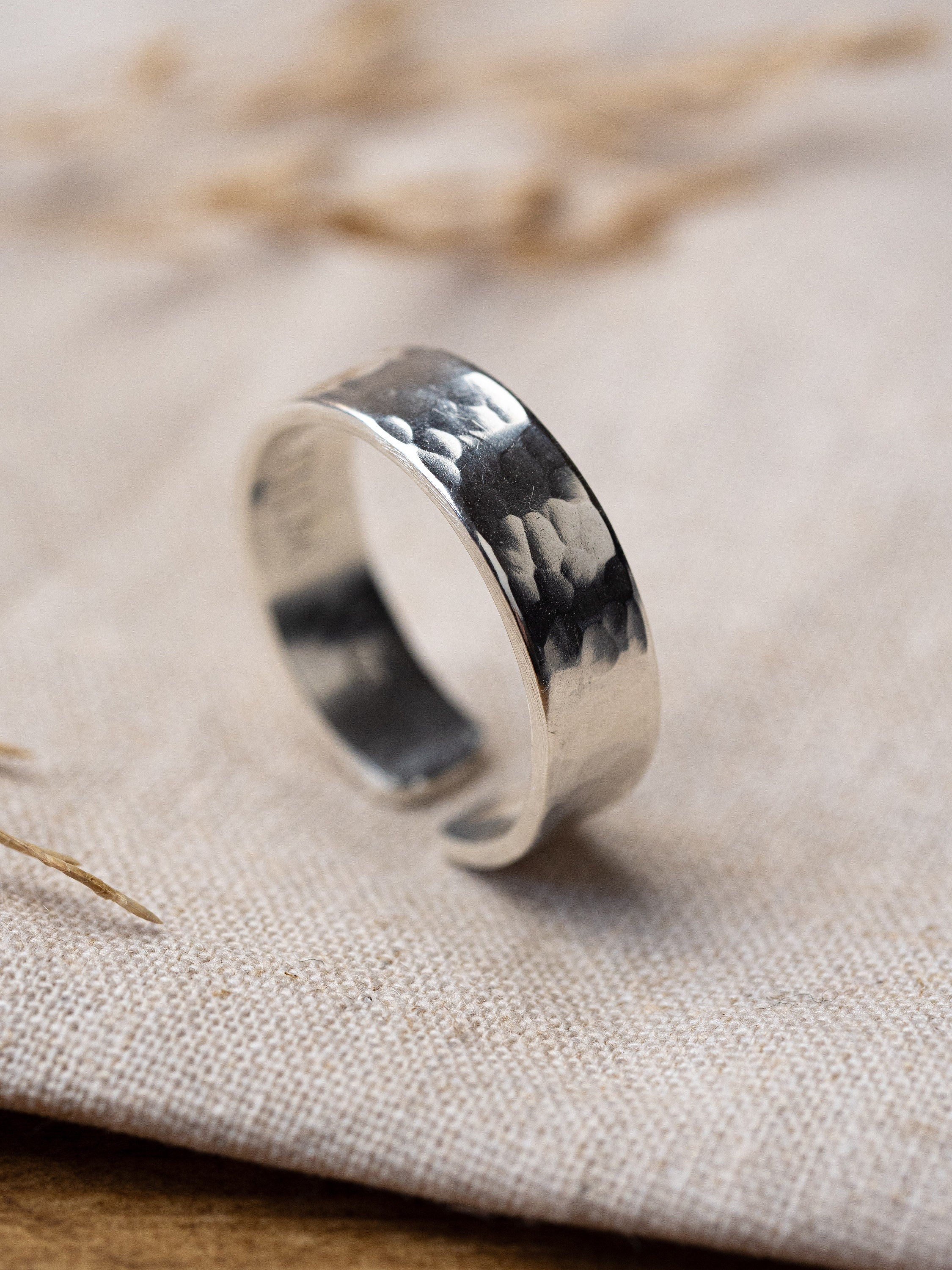 Men’s initials secret message Sterling Silver adjustable ring