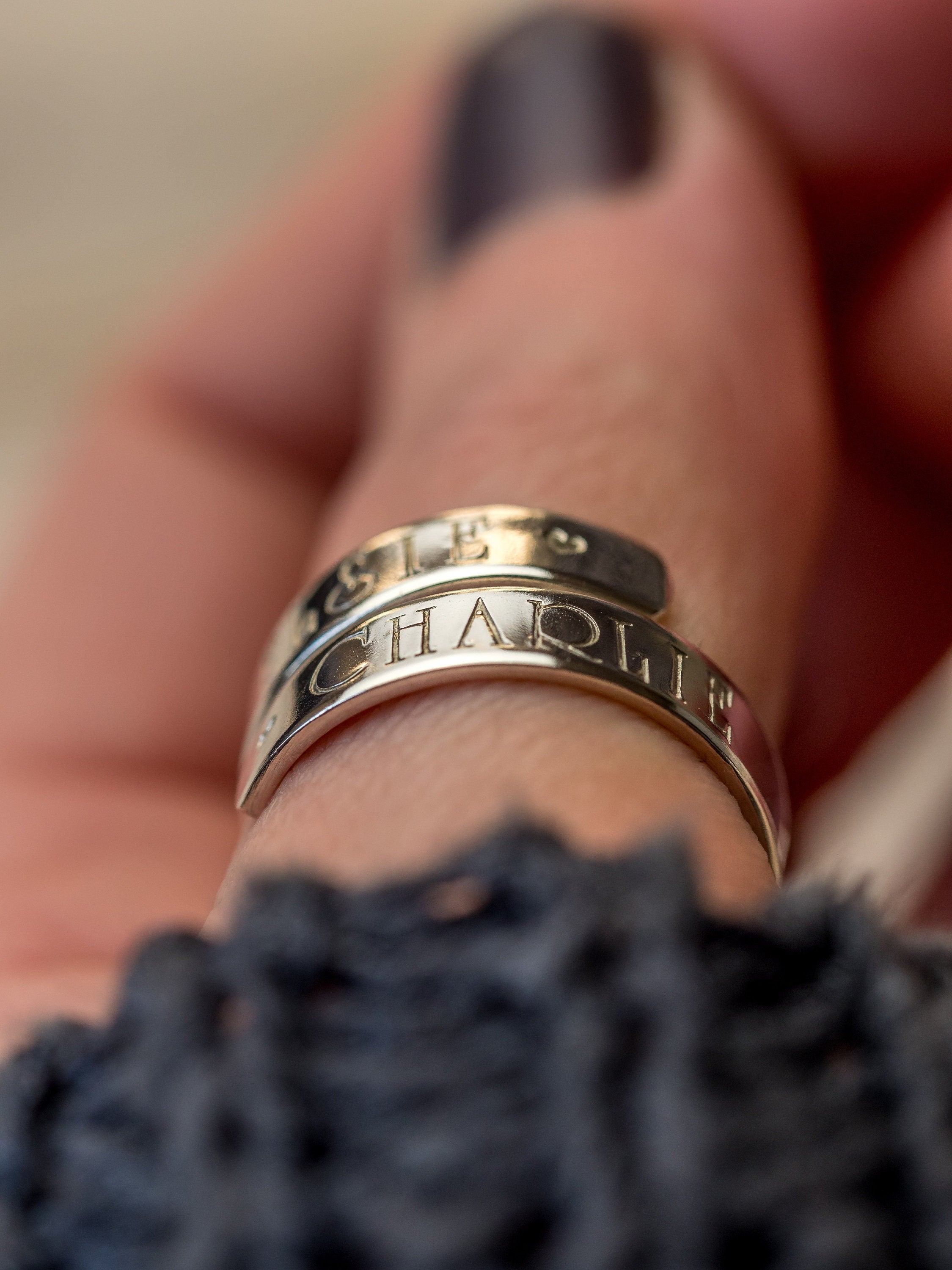 Personalised Sterling Silver Adjustable Wrap Ring