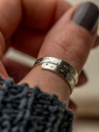 Space Secret Message Sterling Silver Adjustable Wrap Ring