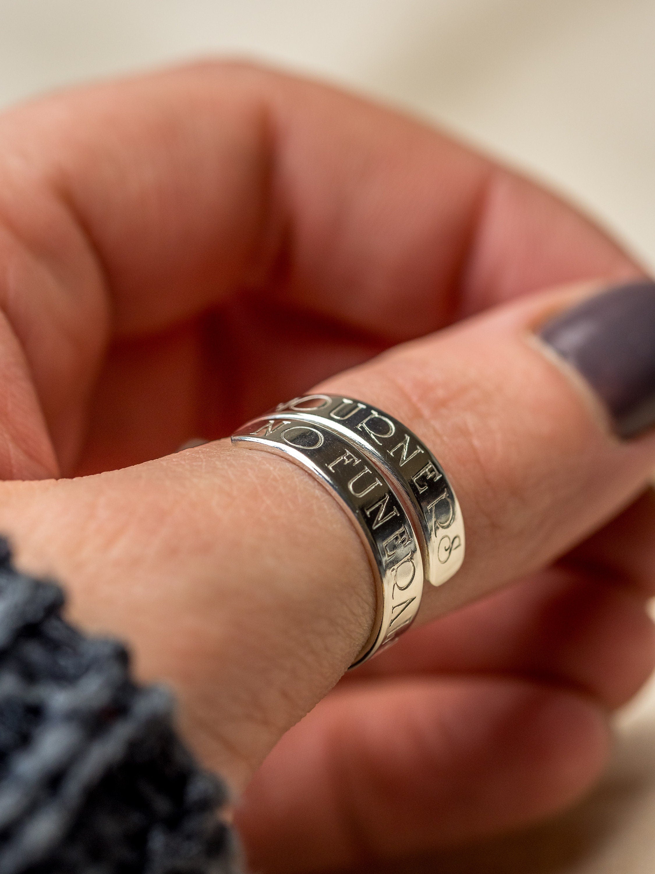 No Mourners No Funerals Sterling Silver Adjustable Wrap Ring