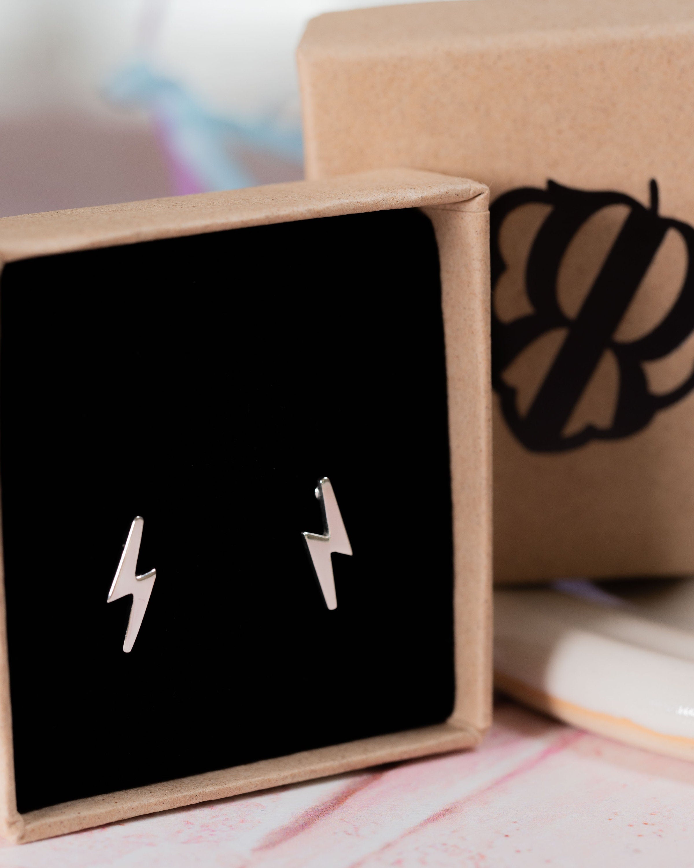 Sterling Silver lightening bolt earrings studs .925 present gift birthday for her dainty jewellery mothers day minimalist storm powerful
