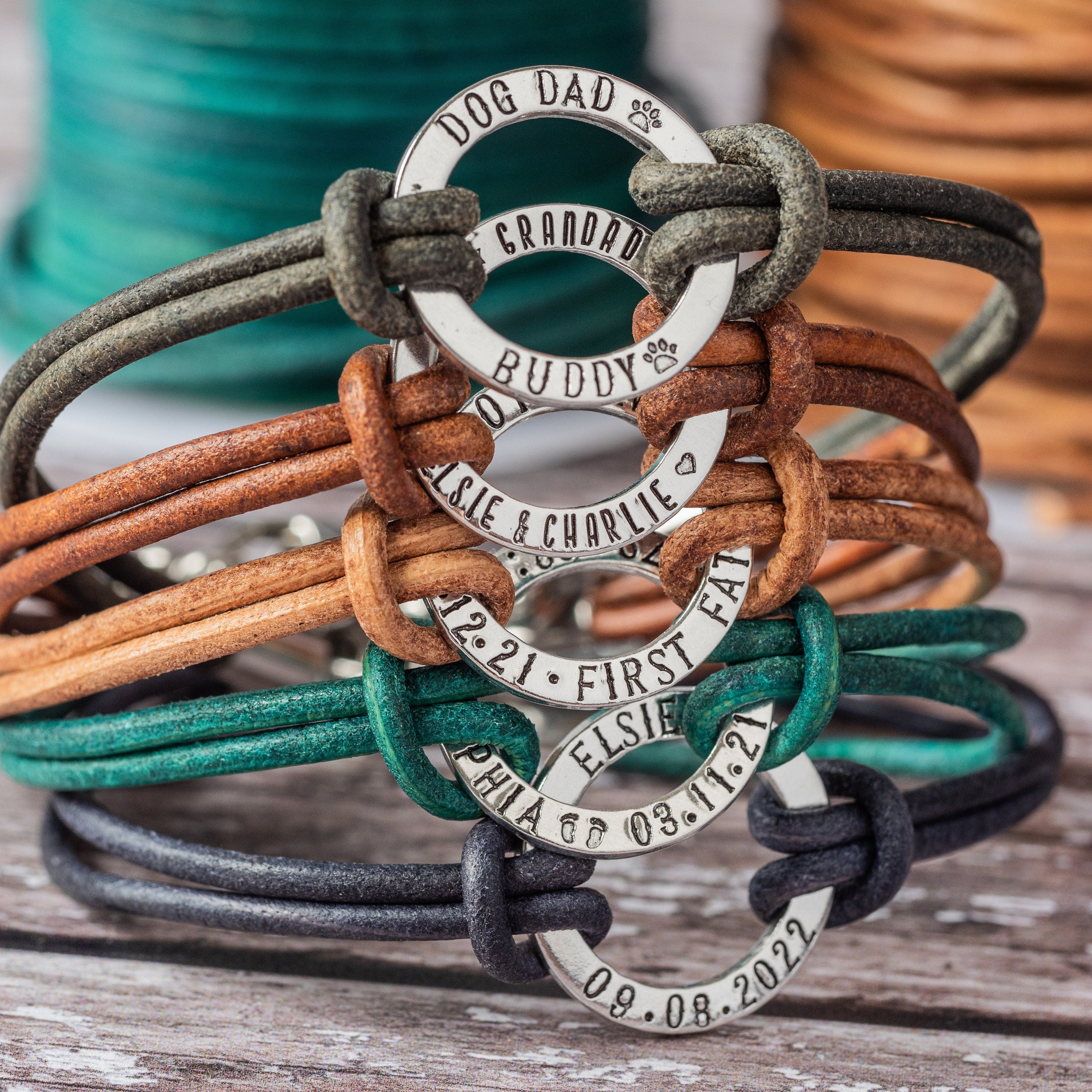 Personalised Mens Real Leather Bracelet