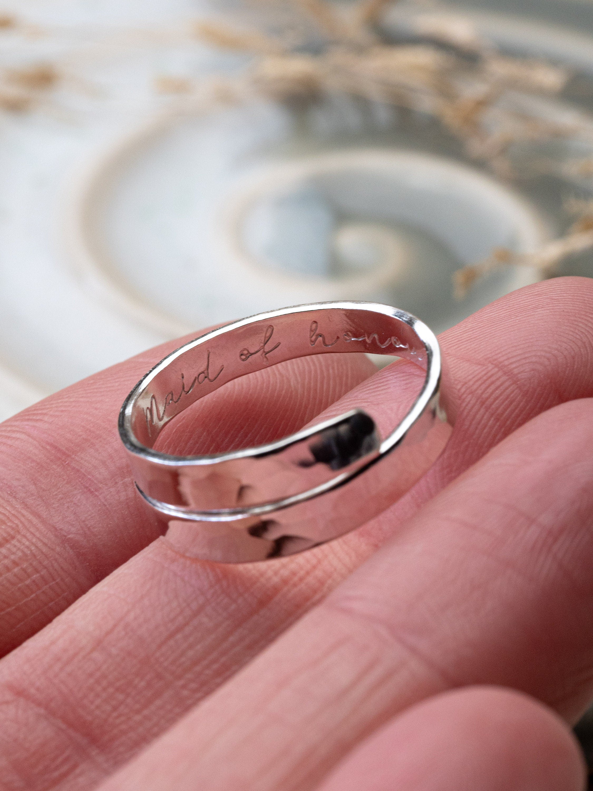 Maid of honour Personalised Sterling Silver adjustable wrap ring