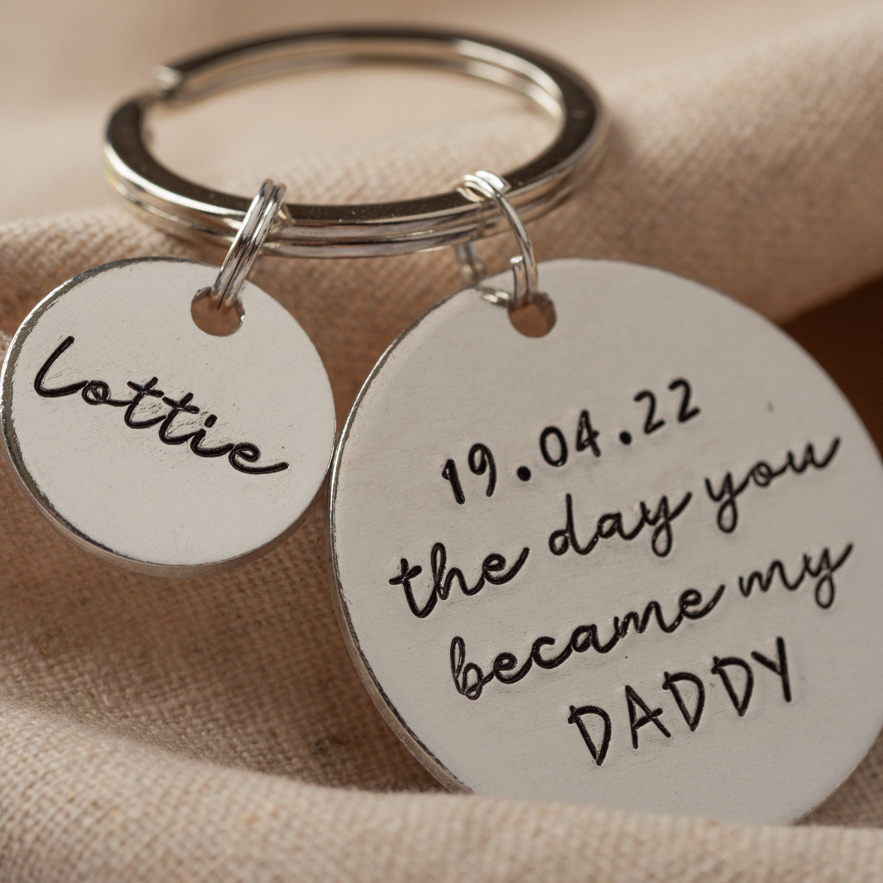 The day you became my Daddy personalised keyring