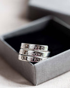 I am loved I am Enough I am strong Sterling Silver triple adjustable wrap ring