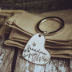 Personalised wild flower key ring Nanna Granny Grandma Nana Mum grandparent stamped heart Mother’s Day floral poppy birthday