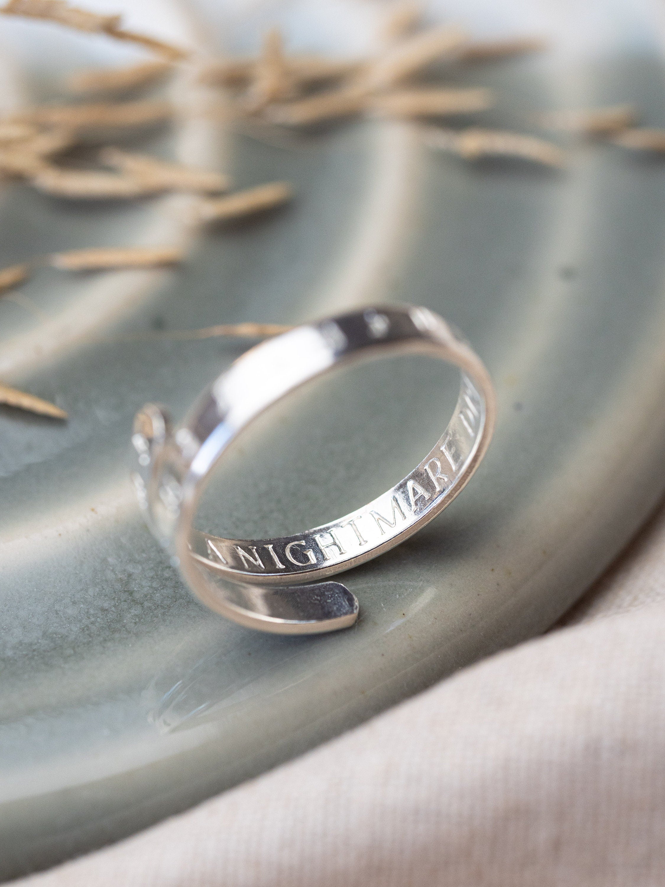 Music note Sterling song lyrics adjustable wrap ring
