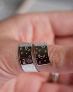 Sterling Silver Chunky Moon and Stars design adjustable wrap ring
