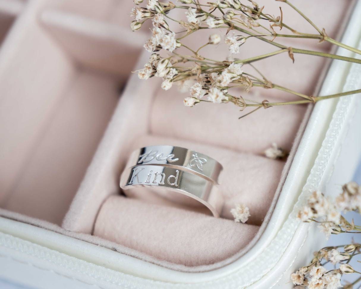 Bee kind Sterling Silver adjustable wrap ring