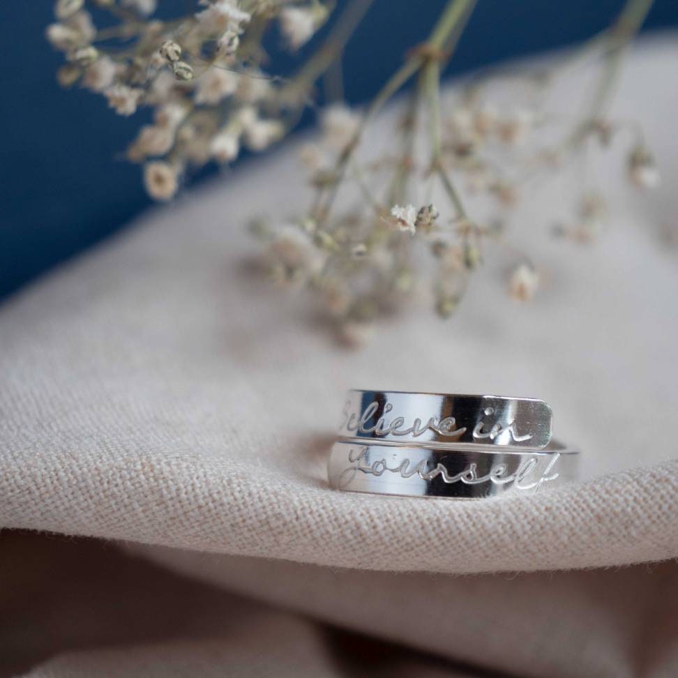 Believe in Yourself Sterling Silver Adjustable Wrap Ring
