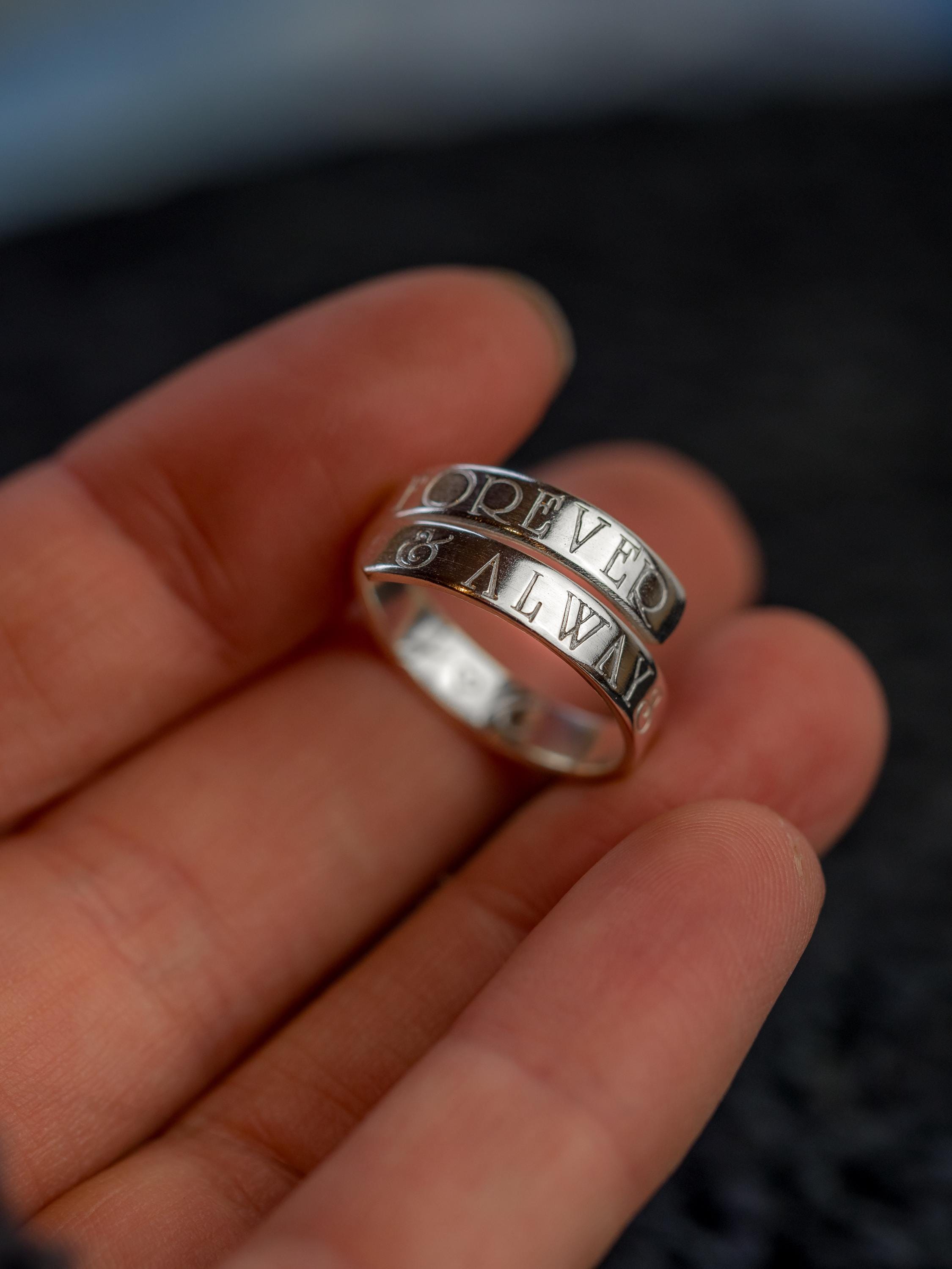 Forever & Always Personalised Sterling Silver Adjustable Wrap Ring