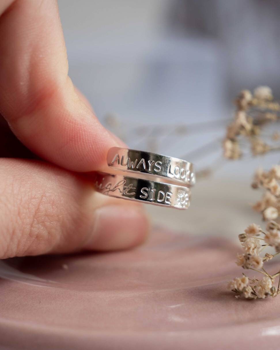 Always look on the bright side Sterling Silver adjustable wrap ring