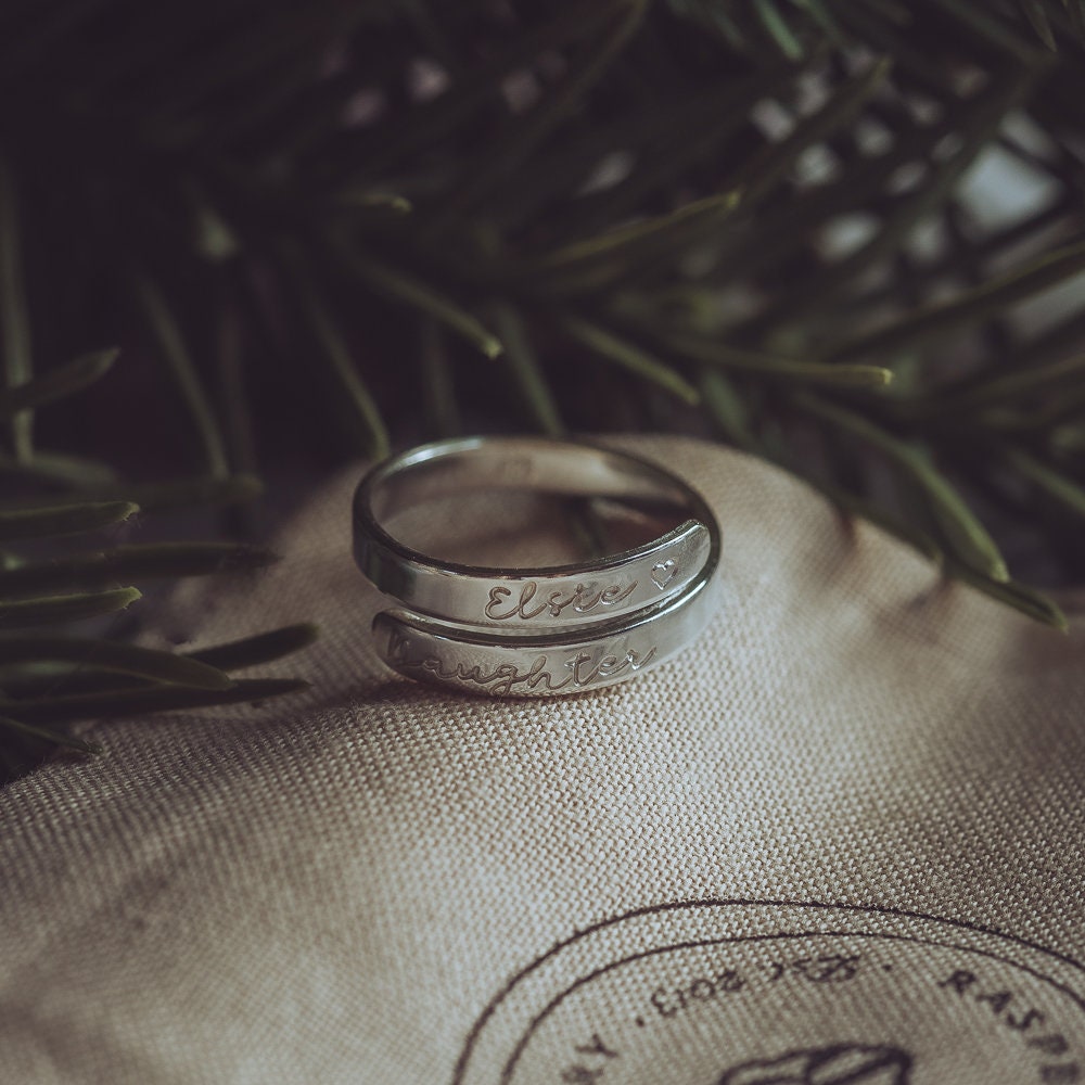 Children's Names Personalised Sterling Silver Adjustable Wrap Ring