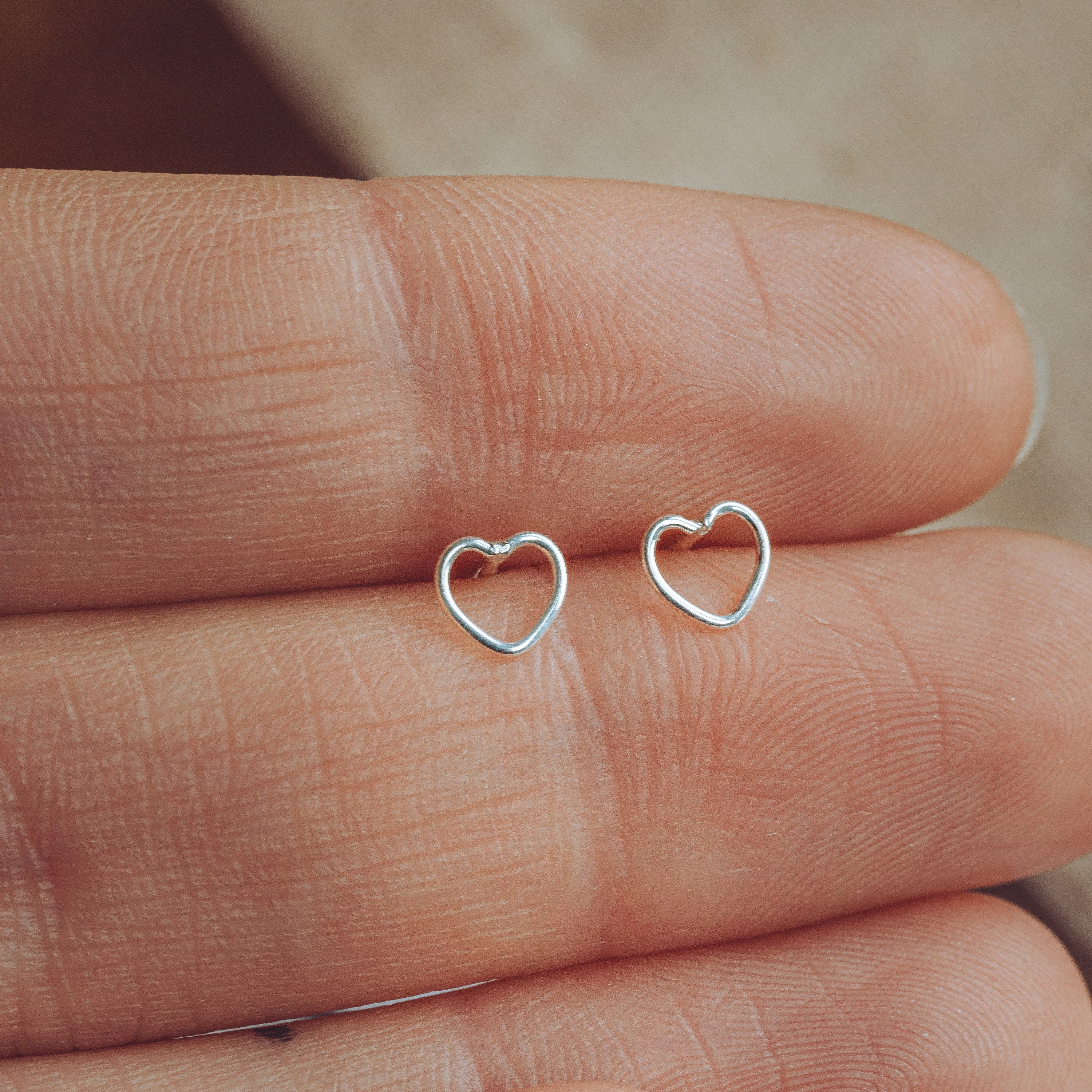 Minimalist Heart Earrings Sterling Silver