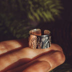 Sterling Silver chunky Wild Flowers adjustable ring