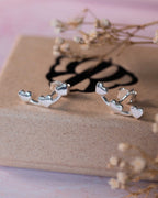 Valentines Sterling Silver Heart creeper earrings crawler climber studs .925 present gift birthday for her dainty jewellery love fashion mum