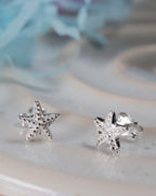 Sterling silver StarFish earrings studs present gift birthday for her real mothers day jewellery summer seaside beach friend fashion 925