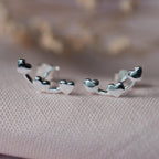 Valentines Sterling Silver Heart creeper earrings crawler climber studs .925 present gift birthday for her dainty jewellery love fashion mum