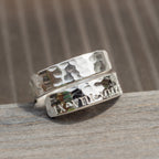 Mens Roman Numerals .925 Sterling Silver adjustable wrap ring