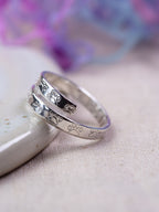 Paw Print Pet Name Sterling Silver Adjustable Wrap Ring
