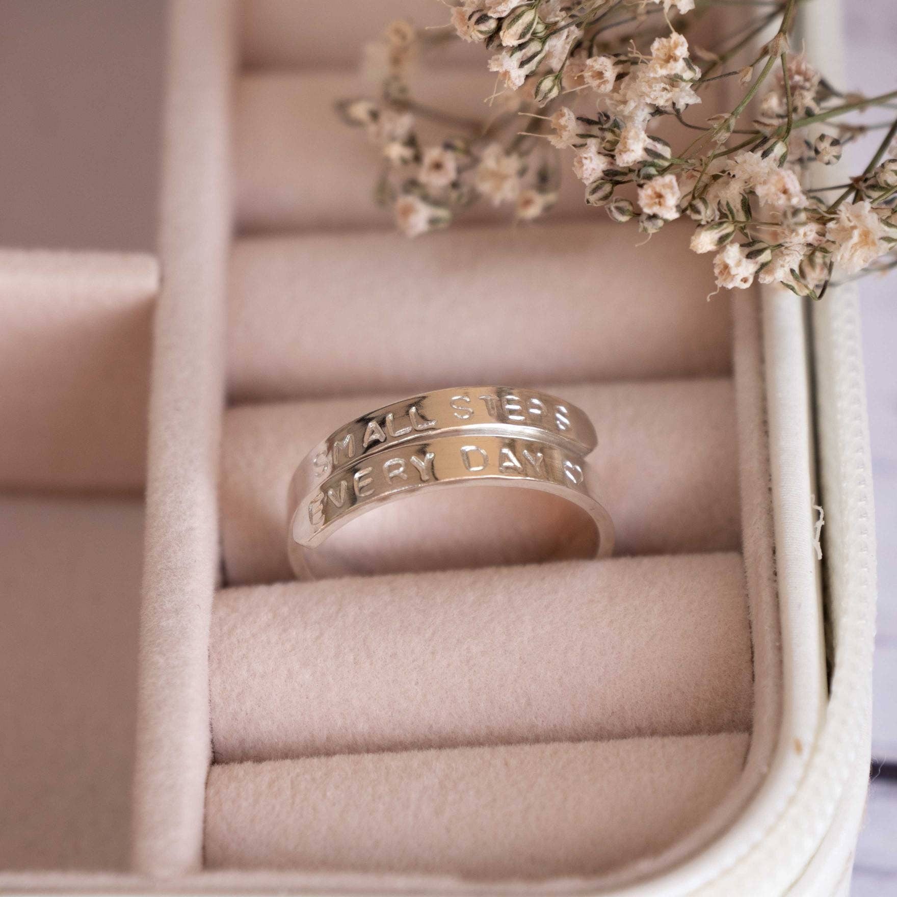 Small Steps Every day adjustable Sterling Silver wrap ring