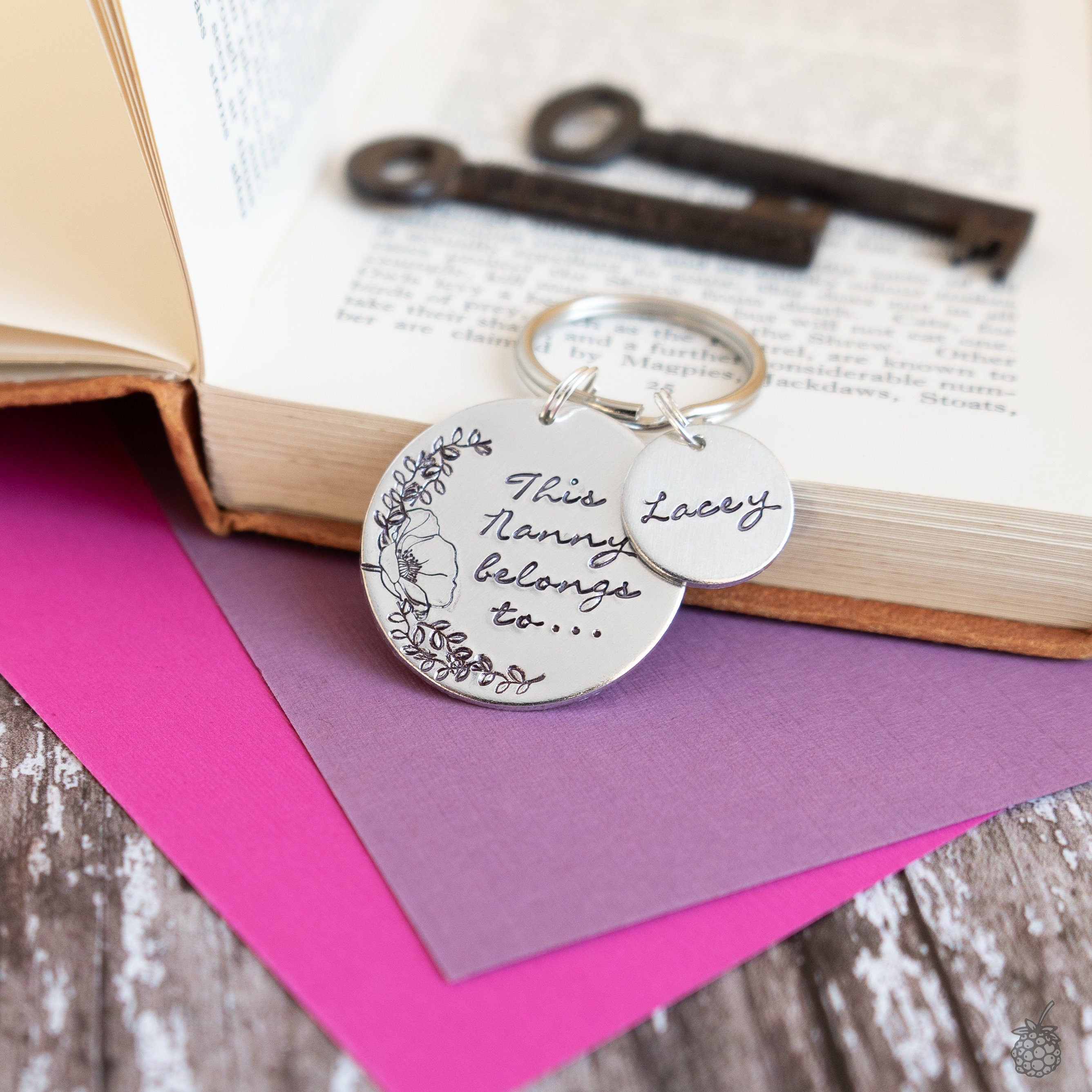 This Nanny belongs to.. personalised keyring gift floral Nana Grandma Granny Nanna mothers day birthday present for her poppy flowers chain