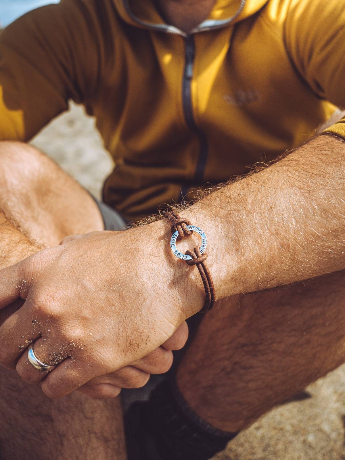 Personalised Mens Real Brown Leather Bracelet