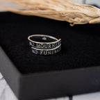 No Mourners No Funerals sterling silver adjustable wrap ring