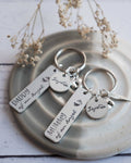 Mummy and Daddy of an angel keyring set remembrance in memory keepsake guardian baby still born footprints heart miscarriage baby loss
