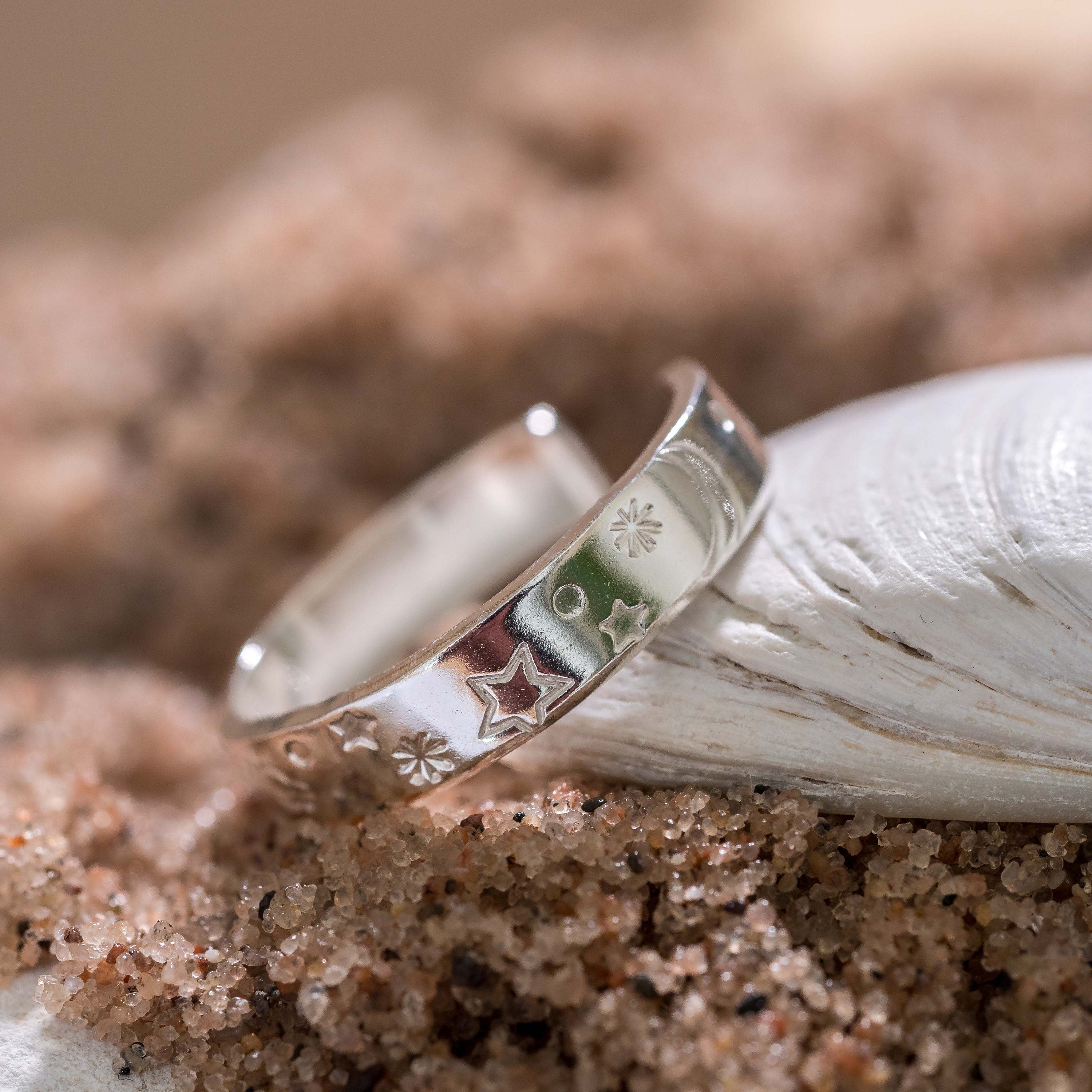 Sterling Silver moon and stars adjustable Toe Ring