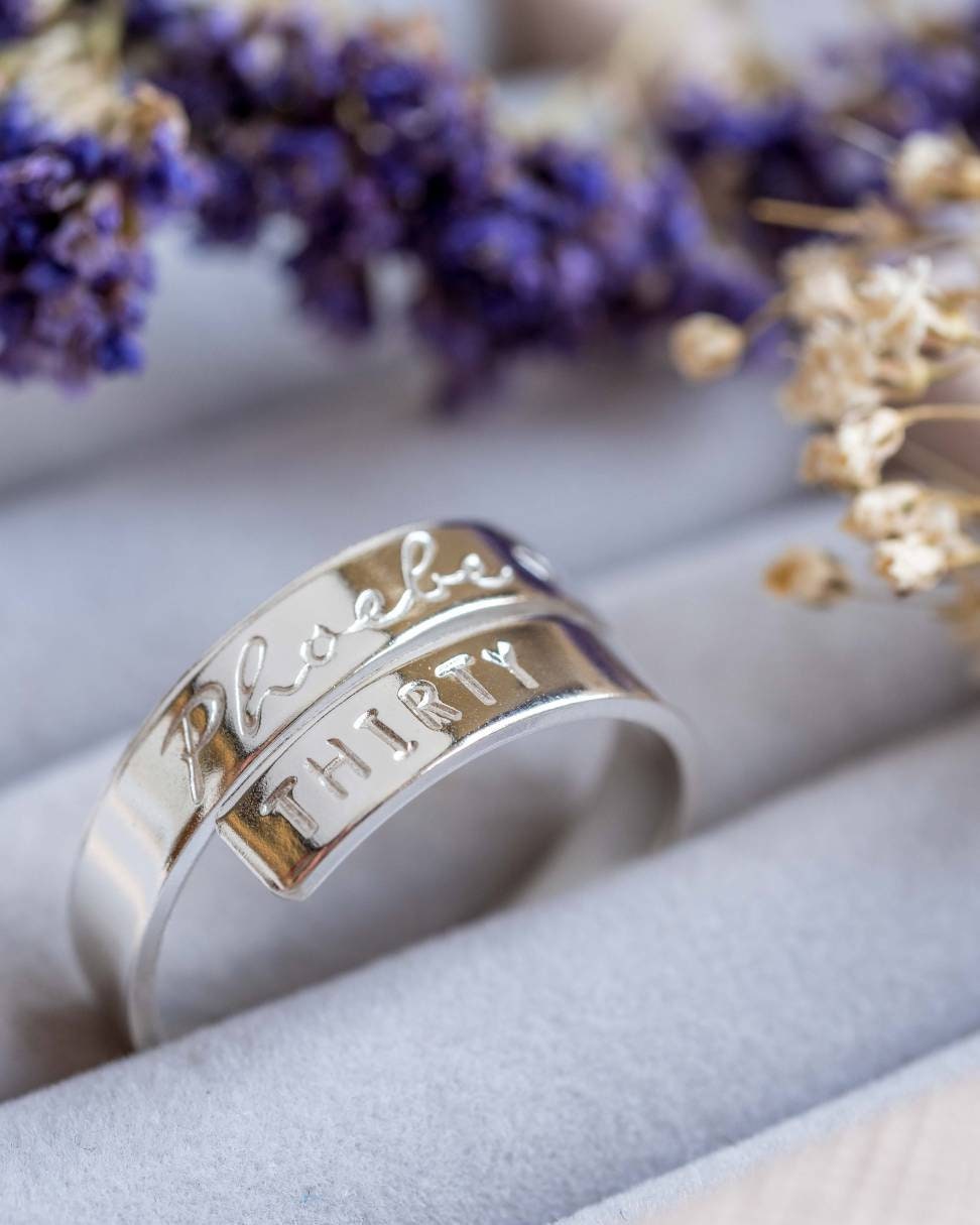 Thirty Birthday sterling silver adjustable wrap ring gift