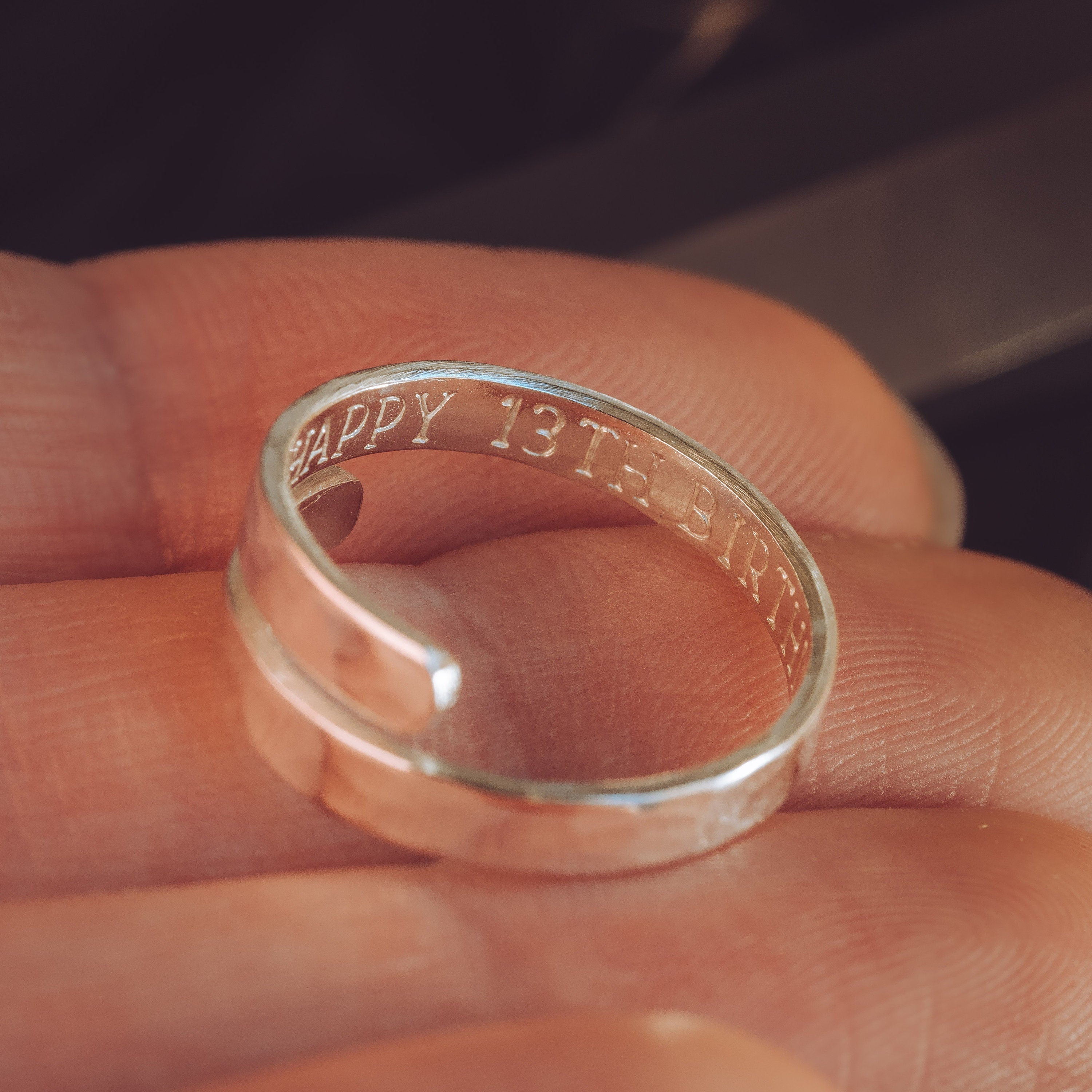 13th Birthday Sterling Silver Adjustable Wrap Ring