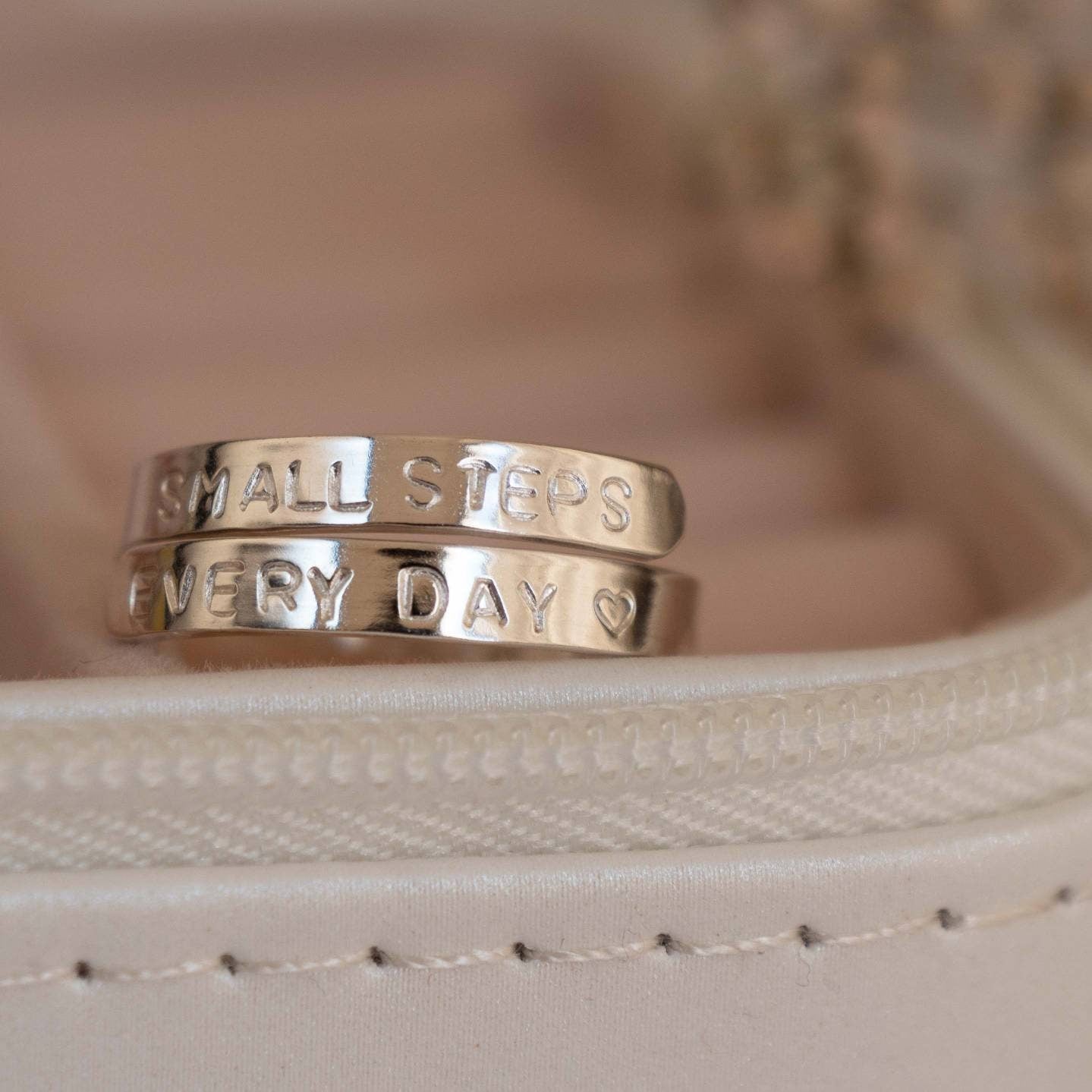 Small Steps Every day adjustable Sterling Silver wrap ring