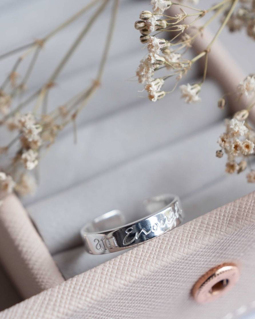 I am enough Sterling Silver adjustable single band ring