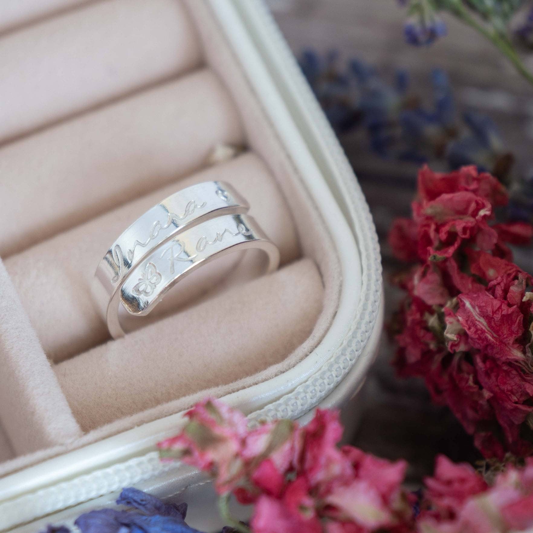 Butterfly Design Personalised Sterling Silver Adjustable Wrap Ring