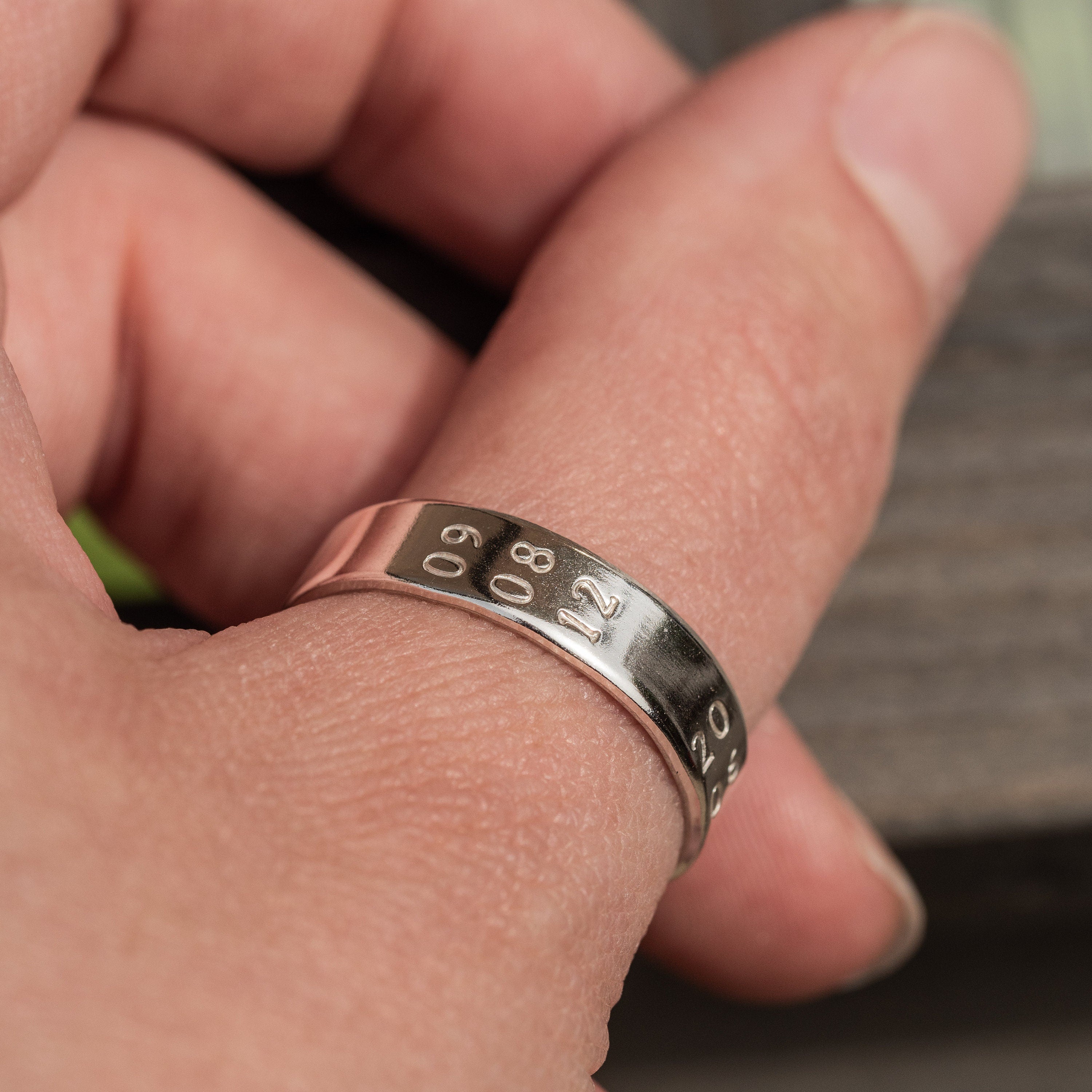 Mens Dates .925 Sterling Silver adjustable open ring
