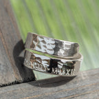 Mens Roman Numerals .925 Sterling Silver adjustable wrap ring