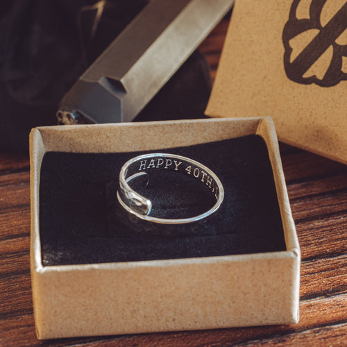 40th Birthday Personalised Sterling Silver Adjustable Wrap Ring