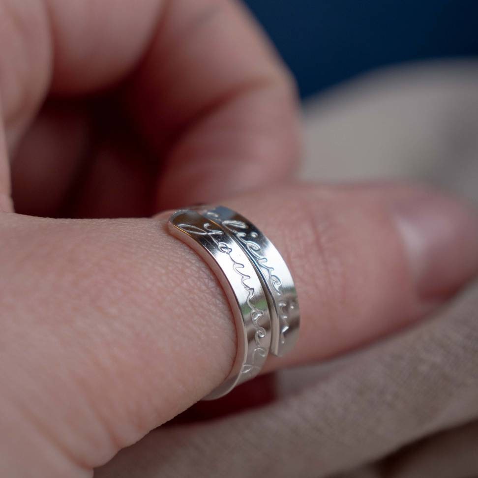 Believe in Yourself Sterling Silver Adjustable Wrap Ring